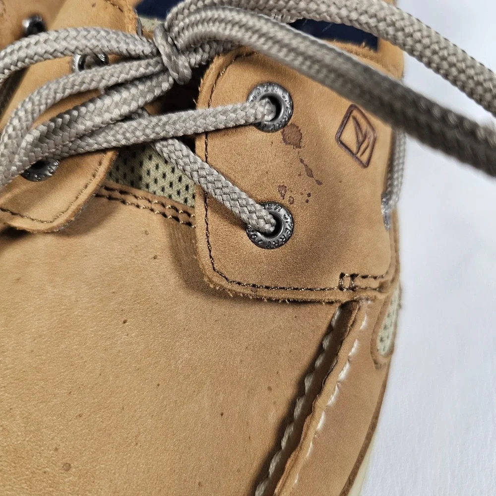 Sperry Top Sider Womens 6.5 Tan Leather Mesh Boat Shoes Casual‎